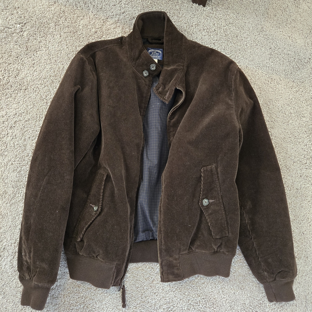 J. Crew Men's Dark Brown Corduroy Harrington/Bomber Jacket - Small